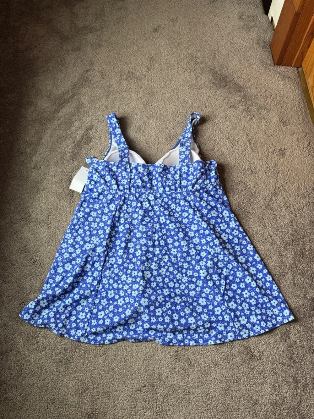 Meet.Curve Blue Floral Swim Dress Wireless One Piece Plus SIZE 4XL